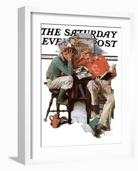 "Cramming" Saturday Evening Post Cover, June 13,1931-Norman Rockwell-Framed Premium Giclee Print