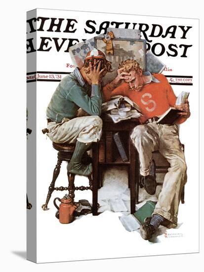 "Cramming" Saturday Evening Post Cover, June 13,1931-Norman Rockwell-Stretched Canvas