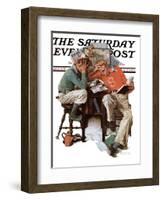 "Cramming" Saturday Evening Post Cover, June 13,1931-Norman Rockwell-Framed Giclee Print