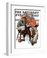 "Cramming" Saturday Evening Post Cover, June 13,1931-Norman Rockwell-Framed Giclee Print