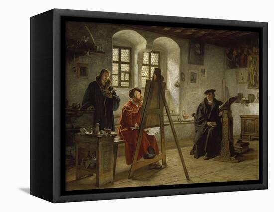 Cranach Painting Luther in the Wartburg Castle, about 1890-Heinrich Stelzner-Framed Stretched Canvas