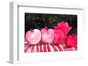 Cranberry Glass and Pink Apples-Neela Pushparaj-Framed Photographic Print