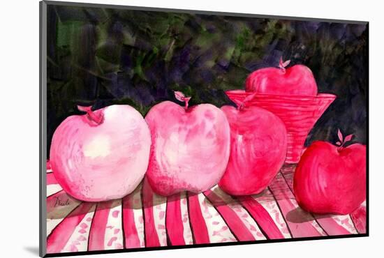 Cranberry Glass and Pink Apples-Neela Pushparaj-Mounted Photographic Print