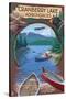 Cranberry Lake, New York - Adirondacks Canoe Scene-Lantern Press-Stretched Canvas