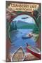 Cranberry Lake, New York - Adirondacks Canoe Scene-Lantern Press-Mounted Art Print