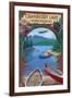 Cranberry Lake, New York - Adirondacks Canoe Scene-Lantern Press-Framed Art Print