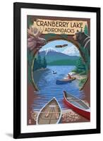 Cranberry Lake, New York - Adirondacks Canoe Scene-Lantern Press-Framed Art Print
