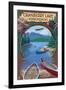 Cranberry Lake, New York - Adirondacks Canoe Scene-Lantern Press-Framed Art Print