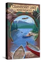 Cranberry Lake, New York - Adirondacks Canoe Scene-Lantern Press-Stretched Canvas