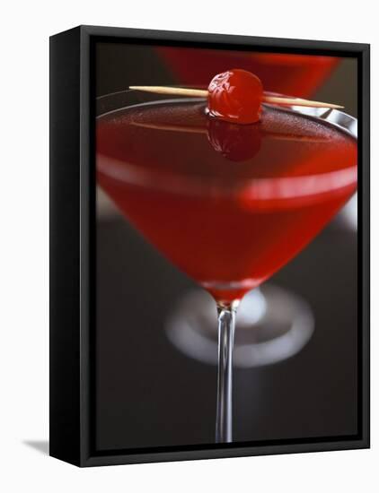 Cranberry Martini with Cocktail Cherry-Michael Paul-Framed Stretched Canvas