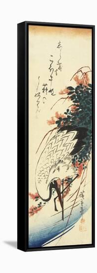 Crane and Bush Clover, 1830-1858-Utagawa Hiroshige-Framed Stretched Canvas