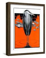 "Crane and Lilly Pads,"May 3, 1924-Paul Bransom-Framed Giclee Print