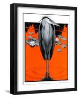 "Crane and Lilly Pads,"May 3, 1924-Paul Bransom-Framed Giclee Print