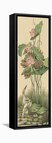 Crane and Lotus Panel I-Racinet-Framed Stretched Canvas