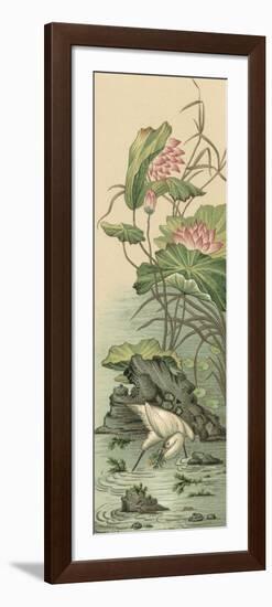 Crane and Lotus Panel II-Racinet-Framed Art Print