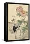 Crane and Peony-Bairei-Framed Stretched Canvas