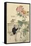 Crane and Peony-Bairei-Framed Stretched Canvas