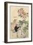 Crane and Peony-Bairei-Framed Art Print