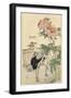 Crane and Peony-Bairei-Framed Art Print