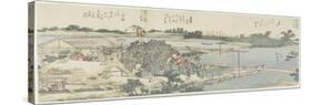 Crane and Pine Field at Shirahige, Taya at Hashiba, 1775-1849-Katsushika Hokusai-Stretched Canvas