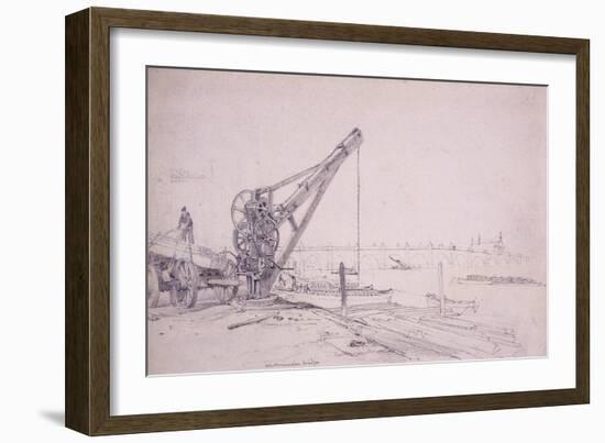 Crane at Westminster Bridge, London, C1830-Edward William Cooke-Framed Giclee Print