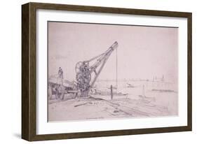 Crane at Westminster Bridge, London, C1830-Edward William Cooke-Framed Giclee Print