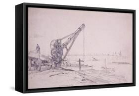 Crane at Westminster Bridge, London, C1830-Edward William Cooke-Framed Stretched Canvas