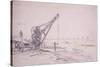 Crane at Westminster Bridge, London, C1830-Edward William Cooke-Stretched Canvas