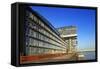 Crane Houses at Rheinau Harbour, Cologne, North Rhine-Westphalia, Germany, Europe-Hans-Peter Merten-Framed Stretched Canvas