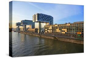 Crane Houses at Rheinau Harbour, Cologne, North Rhine-Westphalia, Germany, Europe-Hans-Peter Merten-Stretched Canvas