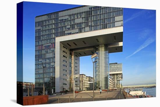 Crane Houses at Rheinau Harbour, Cologne, North Rhine-Westphalia, Germany, Europe-Hans-Peter Merten-Stretched Canvas