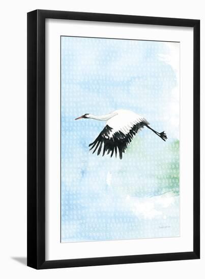 Crane in Flight II-Mercedes Lopez Charro-Framed Art Print