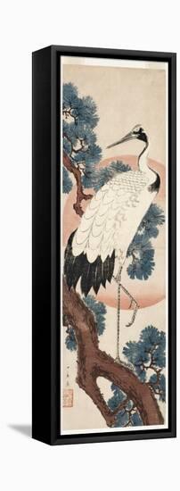 Crane in Pine Tree at Sunrise, 1850-55-Utagawa Hiroshige-Framed Stretched Canvas