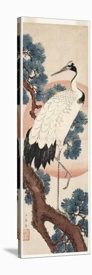 Crane in Pine Tree at Sunrise, 1850-55-Utagawa Hiroshige-Stretched Canvas