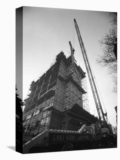 Crane Lifting Staircase Carriageways into a New Office Building, Sheffield, South Yorkshire, 1961-Michael Walters-Stretched Canvas