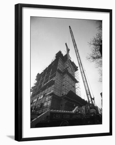 Crane Lifting Staircase Carriageways into a New Office Building, Sheffield, South Yorkshire, 1961-Michael Walters-Framed Photographic Print