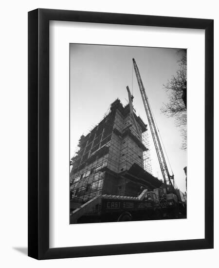 Crane Lifting Staircase Carriageways into a New Office Building, Sheffield, South Yorkshire, 1961-Michael Walters-Framed Photographic Print