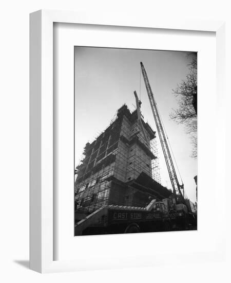 Crane Lifting Staircase Carriageways into a New Office Building, Sheffield, South Yorkshire, 1961-Michael Walters-Framed Photographic Print