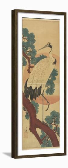 Crane on Pine Branch-Utagawa Hiroshige-Framed Premium Giclee Print
