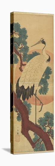 Crane on Pine Branch-Utagawa Hiroshige-Stretched Canvas