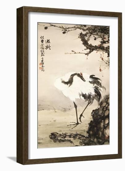 Crane under a Pine Tree-Gao Qifeng-Framed Giclee Print