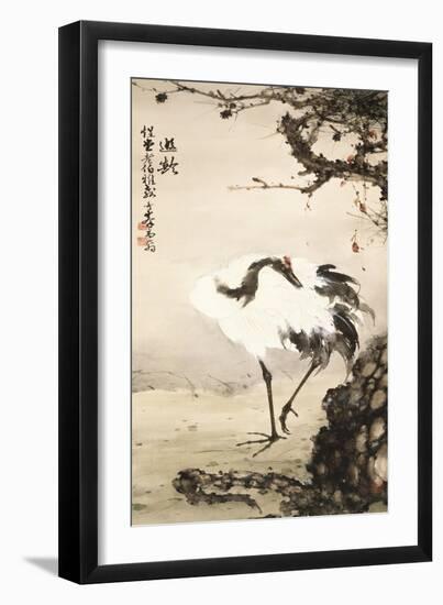 Crane under a Pine Tree-Gao Qifeng-Framed Giclee Print