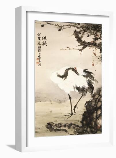 Crane under a Pine Tree-Gao Qifeng-Framed Giclee Print