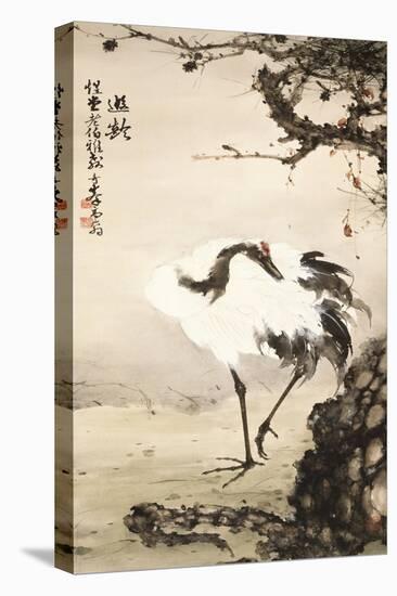 Crane under a Pine Tree-Gao Qifeng-Stretched Canvas