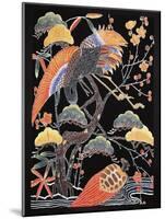 Cranes and Long-Tailed Tortoise (Tsurugame) Detail from Kimono Fabric with Auspicious Motifs-null-Mounted Giclee Print