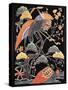 Cranes and Long-Tailed Tortoise (Tsurugame) Detail from Kimono Fabric with Auspicious Motifs-null-Stretched Canvas