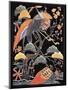 Cranes and Long-Tailed Tortoise (Tsurugame) Detail from Kimono Fabric with Auspicious Motifs-null-Mounted Premium Giclee Print