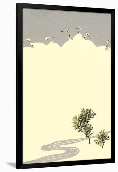 Cranes and Pines-null-Framed Art Print