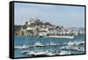Cranes at Ibiza Castle and View of the Boats, Ibiza Port, Dalt Vila-Emanuele Ciccomartino-Framed Stretched Canvas