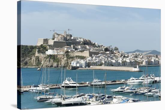 Cranes at Ibiza Castle and View of the Boats, Ibiza Port, Dalt Vila-Emanuele Ciccomartino-Stretched Canvas